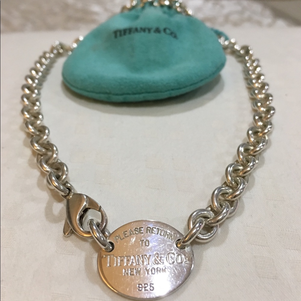 Authentic Tiffany & Co. oval tag necklace.